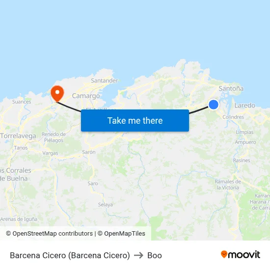 Barcena Cicero (Barcena Cicero) to Boo map