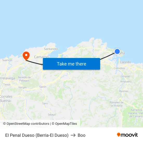 El Penal Dueso (Berria-El Dueso) to Boo map