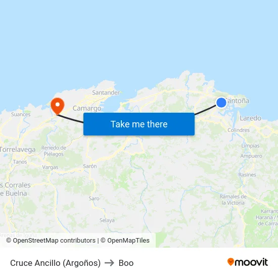 Cruce Ancillo (Argoños) to Boo map