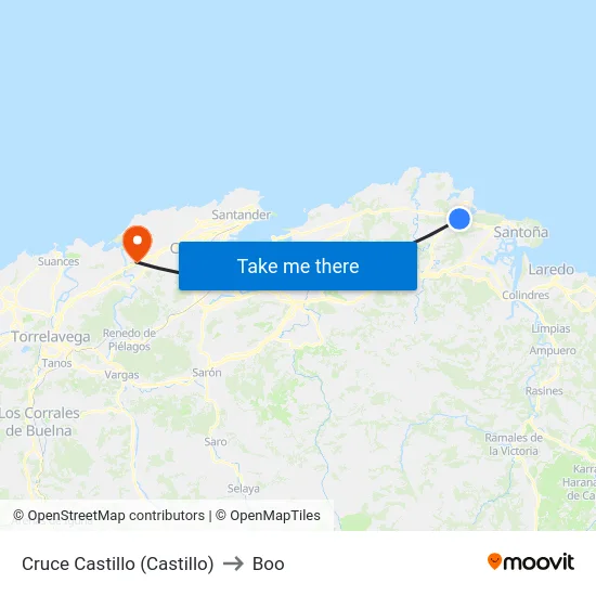 Cruce Castillo (Castillo) to Boo map