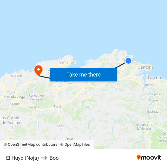 El Huyo (Noja) to Boo map