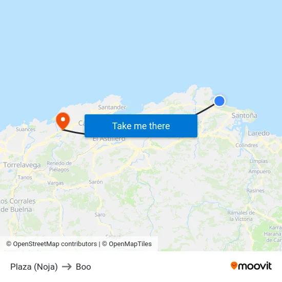 Plaza (Noja) to Boo map