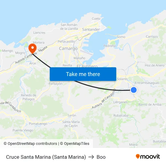 Cruce Santa Marina (Santa Marina) to Boo map
