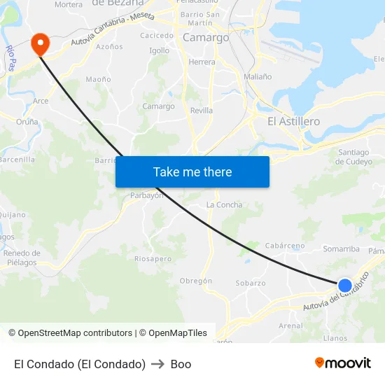 El Condado (El Condado) to Boo map