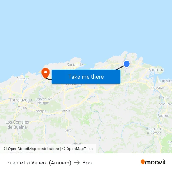 Puente La Venera (Arnuero) to Boo map