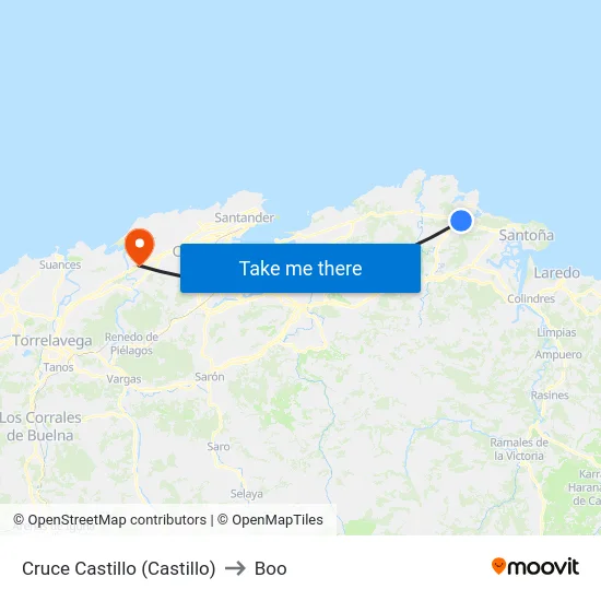 Cruce Castillo (Castillo) to Boo map