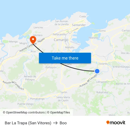Bar La Trapa (San Vitores) to Boo map