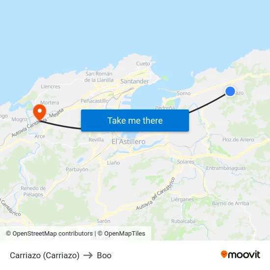 Carriazo (Carriazo) to Boo map