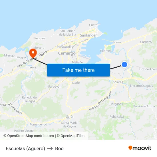 Escuelas (Aguero) to Boo map