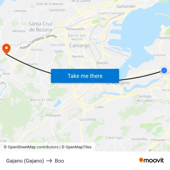 Gajano (Gajano) to Boo map