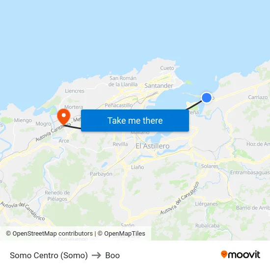 Somo Centro (Somo) to Boo map