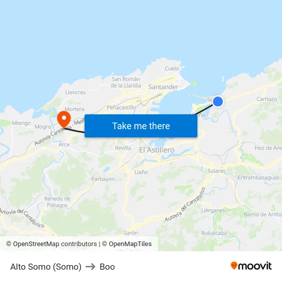 Alto Somo (Somo) to Boo map