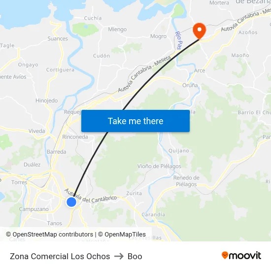 Zona Comercial Los Ochos to Boo map