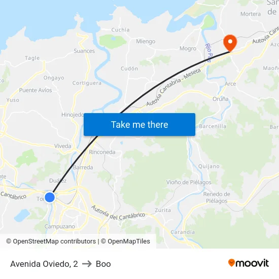 Avenida Oviedo, 2 to Boo map