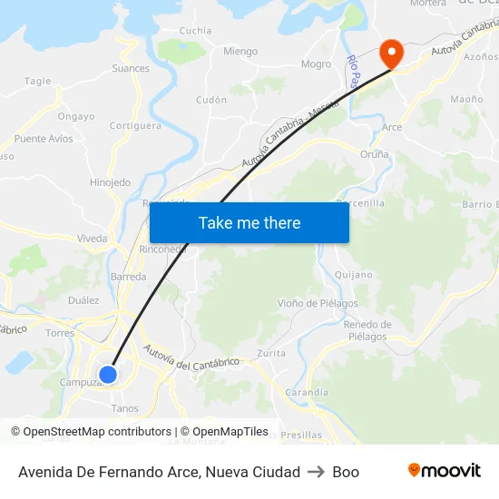 Avenida De Fernando Arce, Nueva Ciudad to Boo map