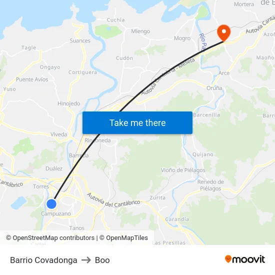 Barrio Covadonga to Boo map