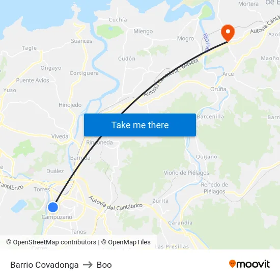 Barrio Covadonga to Boo map
