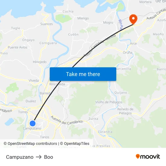 Campuzano to Boo map