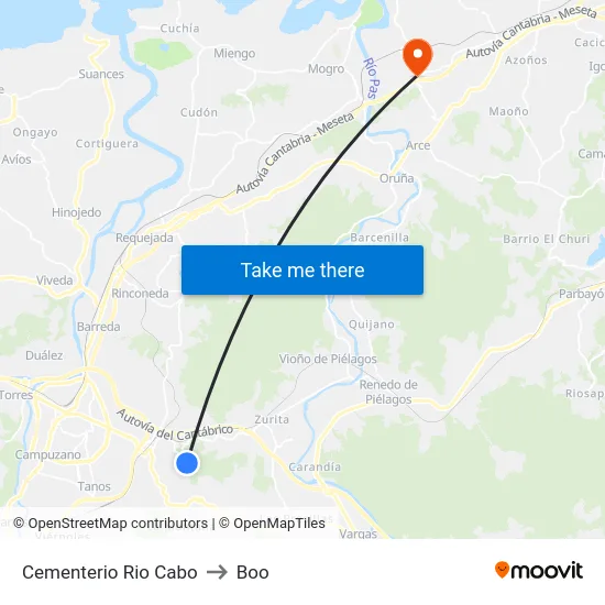 Cementerio Rio Cabo to Boo map