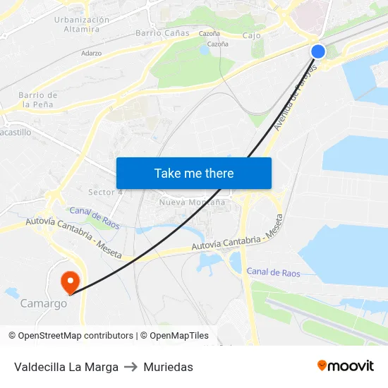 Valdecilla La Marga to Muriedas map