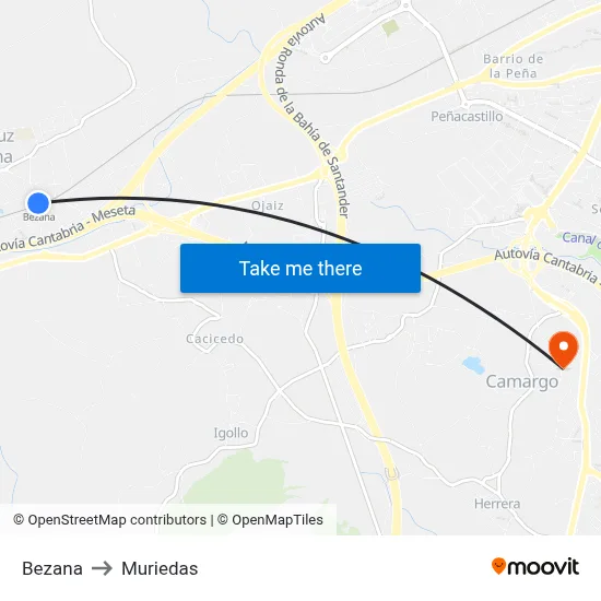 Bezana to Muriedas map