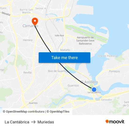 La Cantábrica to Muriedas map
