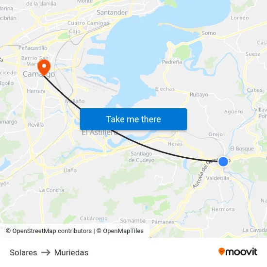 Solares to Muriedas map
