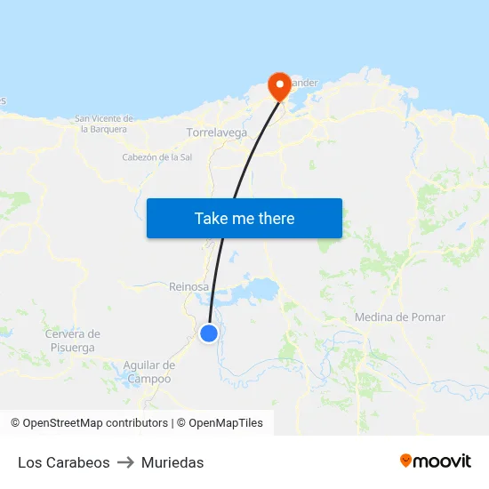 Los Carabeos to Muriedas map