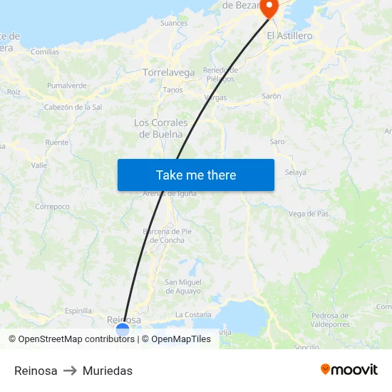 Reinosa to Muriedas map