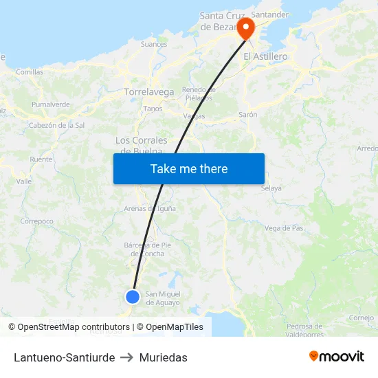 Lantueno-Santiurde to Muriedas map