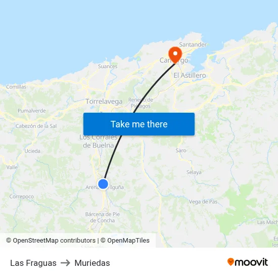 Las Fraguas to Muriedas map