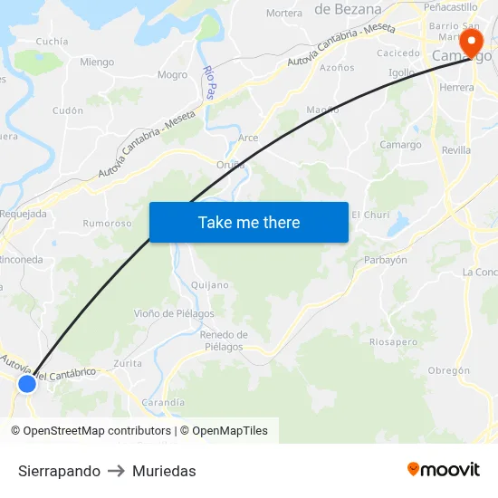 Sierrapando to Muriedas map