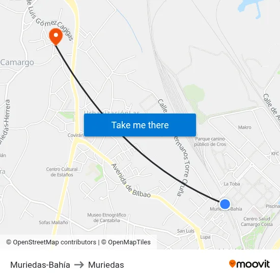 Muriedas-Bahía to Muriedas map