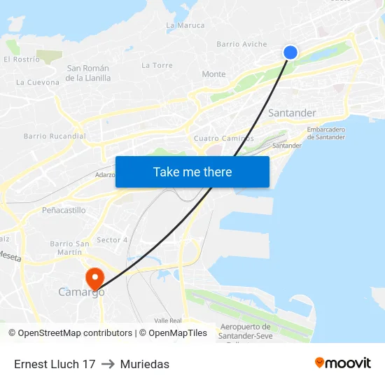 Ernest Lluch 17 to Muriedas map