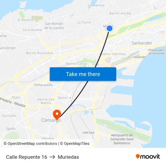 Calle Repuente 16 to Muriedas map