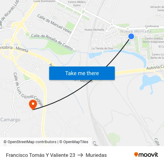 Francisco Tomás Y Valiente 23 to Muriedas map