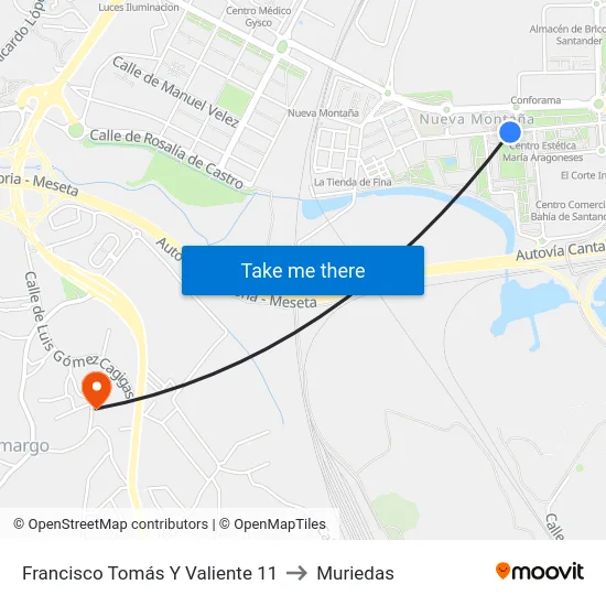 Francisco Tomás Y Valiente 11 to Muriedas map
