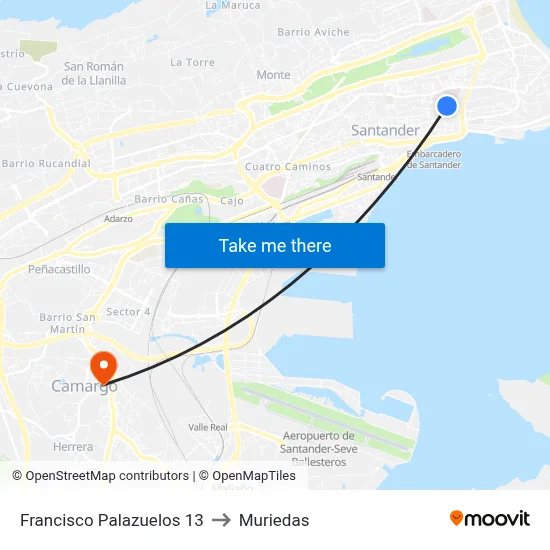 Francisco Palazuelos 13 to Muriedas map