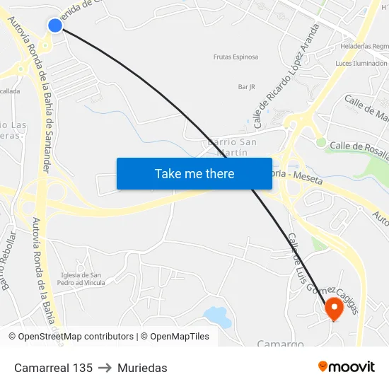 Camarreal 135 to Muriedas map