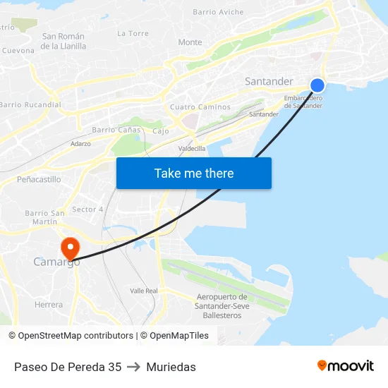 Paseo De Pereda 35 to Muriedas map