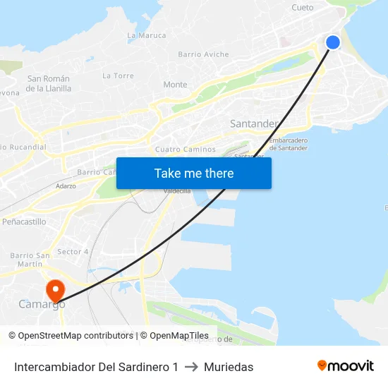 Intercambiador Del Sardinero 1 to Muriedas map