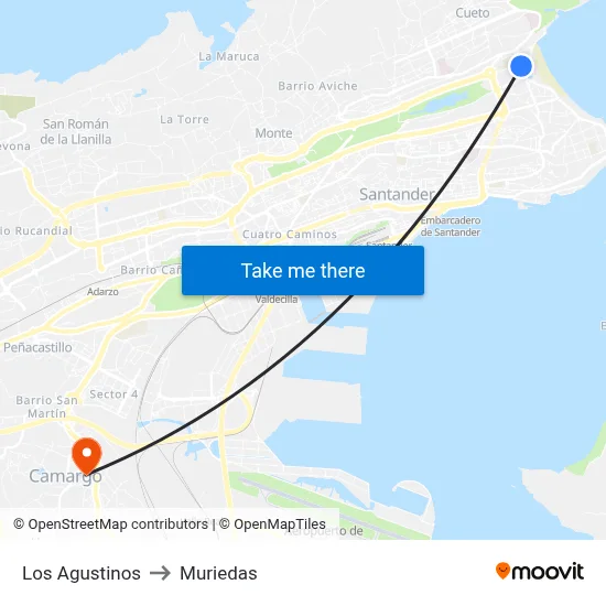 Los Agustinos to Muriedas map