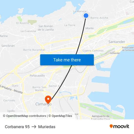 Corbanera 95 to Muriedas map