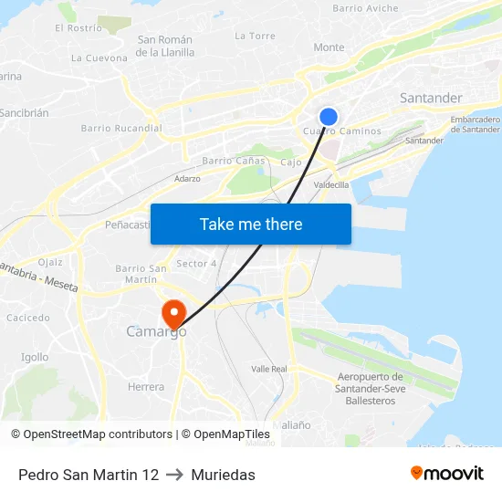 Pedro San Martin 12 to Muriedas map