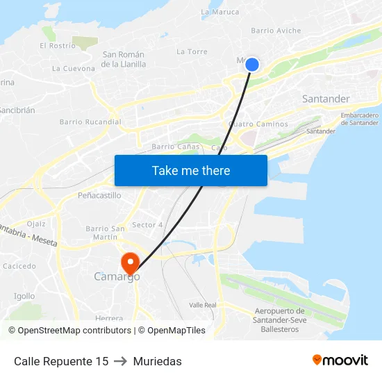 Calle Repuente 15 to Muriedas map