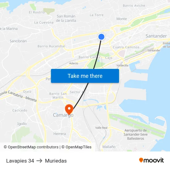 Lavapies 34 to Muriedas map