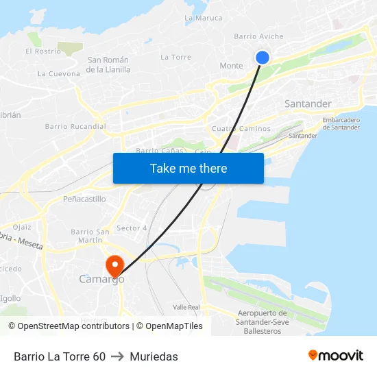 Barrio La Torre 60 to Muriedas map