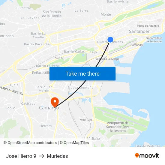 Jose Hierro 9 to Muriedas map