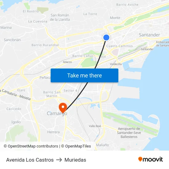 Avenida Los Castros to Muriedas map