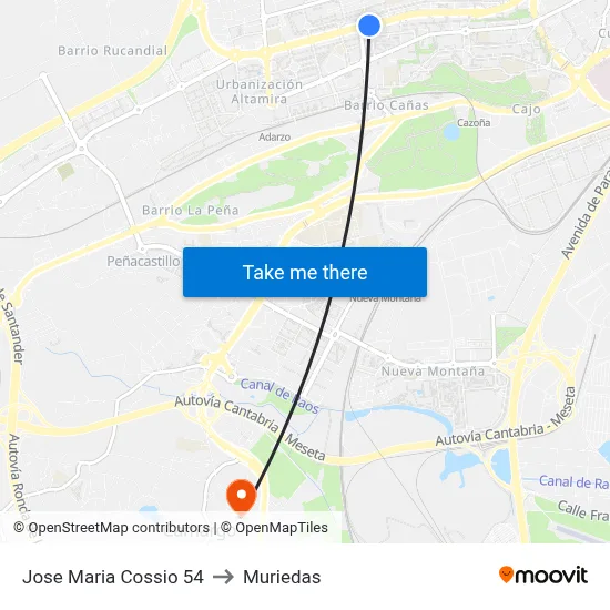 Jose Maria Cossio 54 to Muriedas map